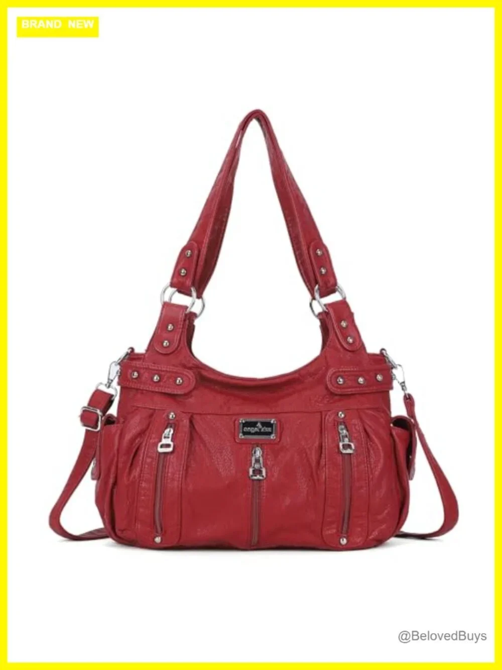 Large Washed Faux Leather Crossbody Hobo Satchel Shoulder Handbag Tote Purse